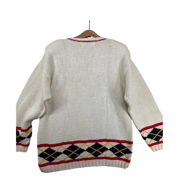 Marisa Christina Womens Hand-Knit Sweater Golf Vtg Argyle Cotton Blend Vtg RARE - Picture 6 of 12